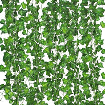 12 Pack Fake Vines for Room Decor Artificial Ivy Garland with Clip Green... - £10.49 GBP