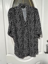 Eloquii front button tie neck  blouse black white spots size 18 - £37.05 GBP