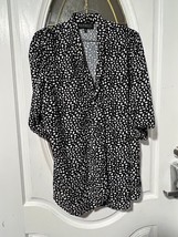 Eloquii front button tie neck  blouse black white spots size 18 - £36.64 GBP