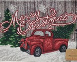 Set of 4 Tapestry Placemats,13x19&quot;RED TRUCK W/CHRISTMAS TREES,MERRY CHRI... - $19.79