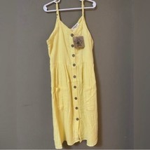 Angie Girls Sundress Midi Button Front Yellow Medium NWT - £11.97 GBP