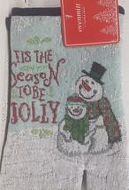 Fabric Tapestry Oven Mitt(7x11&quot;)CHRISTMAS,SNOWMEN,TIS This Season To Be Jolly,Hc - £5.53 GBP