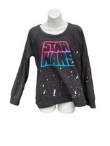 Star Wars Shirt  Womens Medium Black Spell Out Long Sleeve paint splatter - £11.81 GBP