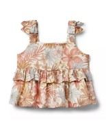 JANIE and JACK Cream Floral Peplum Ruffle Tank Top Shirt Girls Size 5 Ne... - $39.95 CAD