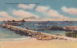 Corpus Christi TX Texas Breakwater Walk Boat Dock Postcard E08 - £2.37 GBP