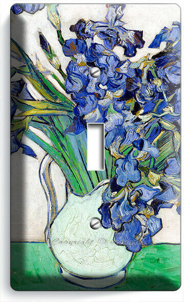 VINCENT VAN GOGH IRISES FLOWERS WHITE VASE 1 GANG LIGHT SWITCH PLATES ROOM DECOR