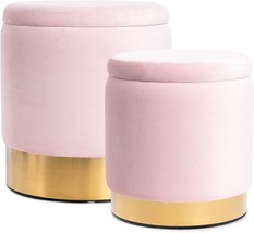 Two Pack Of Vanity Accent Chairs For Bedrooms, A Pink Velvet Ottoman With - £128.50 GBP