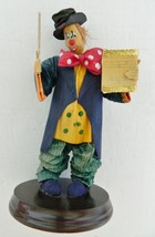 Conductor Clown Figurine Heavy Paper Clothes Wooden Head and Stand Music Sheet - £15.86 GBP