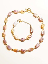 XL-2411PURPLE-007 FRESHWATER PEARL NECKLACE AND BRACELET SET RED BOX - $39.80