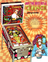 Chance Pinball Flyer Original Vintage Retro Art 1978 Playmatic Fortune T... - £27.40 GBP