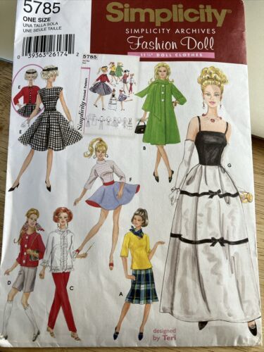 Simplicity 5785 Doll Clothes for 11.5" Fashion Dolls Sewing Pattern - $13.09