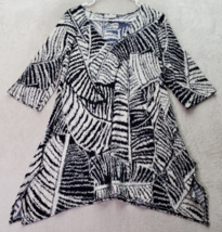 J. Valdi Shift Dress Women&#39;s Small Multi Geo Print Polyester 3/4 Sleeve V Neck - £16.94 GBP