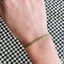 Estate 18K Solid Gold Woven Design 2 Sided Chain Bracelet - £951.08 GBP