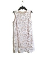 Dressbarn CB Established 1962 Size 14 White Beige Floral Lace Sleeveless Dress - £23.29 GBP
