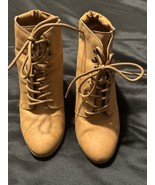 Andiamo ACIGAR Women’s Lace-Up Ankle Boots Tan Chunky Heel Size 7.5M - $420.61 MXN