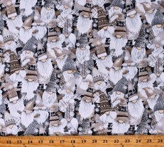 Cotton Holiday Gnomes Christmas Sweaters Hats Fabric Print by the Yard D505.6 - £10.29 GBP