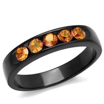 TK2206 IP Black(Ion Plating) Stainless Steel Ring with Top Grade Crystal - £21.57 GBP