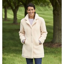 Women&#39;s Longline Plush Sherpa Jacket SMALL Natural Chest 38&quot; - £37.96 GBP