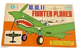 Coloring Book WWII Fighter Planes Design Draw 46 pages Softcover 1980 Vintage - $13.89