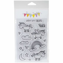 Jane&#39;s Doodles Stamps Unicorn Rainbow Clouds Moon Stars Heart Magical Dream Big - £11.16 GBP