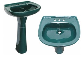 Mexican Talavera Pedestal Sink Handcrafted Ceramic - Verde Pino - - $11,222.06 MXN