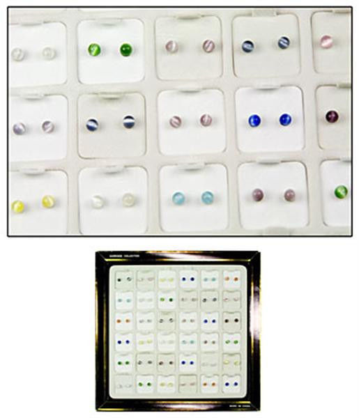 1 Pair 4mm Cat's Eye Round Silver Tone Post Stud Earrings You Pick the Color! - $3.00