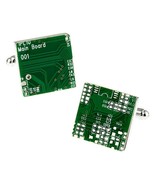 CIRCUIT BOARD CUFFLINKS Computer Chip Tekkie Tech Green Square NEW w GIF... - $218.41 MXN