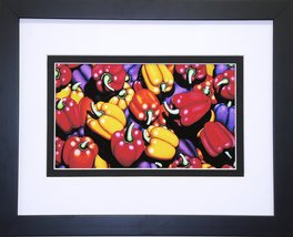 Red Yellow Purple Peppers Vegetable Collage Food Kitchen Wall Decor Prin... - £31.71 GBP