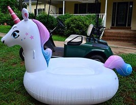 Extra Large inflatable Princess Sparkling Unicorn Swimming Pool Float Ring 7ft - £17.22 GBP