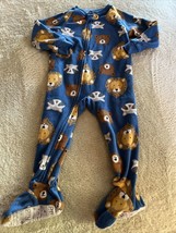 Child of Mine Boys Blue Brown Lion Bear Gray Fox Fleece Long Sleeve Pajamas 2T - £5.03 GBP