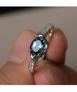 Natura London Blue Topaz  Engagement Ring, 925 Sterling Silver Designer ... - £56.07 GBP
