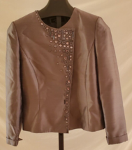 Tahari Arthur S Levine Luxe Gray Jeweled Jacket Blazer Size 8 - £15.79 GBP