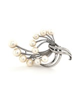 Mikimoto Estate Akoya Pearl Brooch Sterling Silver 6.6 mm 10.3g M243 - $395.01