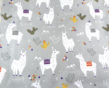 Alpaca Llama Cotton Fabric 62&quot; wide X 19&quot; Long Grey background - $4.84