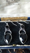 Vintage 1990-s 925 Sterling Silver Black Onyx Earrings Hallmarked - £52.77 GBP