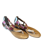 Guess Womens 7 Pink Tan Bead Embellished T-Strap Flip Flop Sandals Shoes - £14.76 GBP