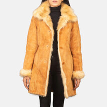 Erica Shearling Beige Leather Coat For Girl - $325.00