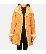 Erica Shearling Beige Leather Coat For Girl - $325.00