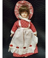 Vtg Gorham Porcelain Hand Painted Do in Red Dress, Hat, Apron, - $12.16