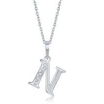 Sterling Silver 0.03cttw Diamond &#39;N&#39; Initial Pendant w/Chain - £83.40 GBP