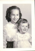 Vintage Happy Big Sister &amp; Little Sister Black &amp; White Photograph - £2.33 GBP