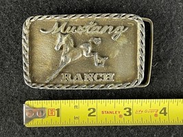 RARE Original Vintage Mustang Ranch Belt Buckle Brass Circa 1974 - £35.23 GBP