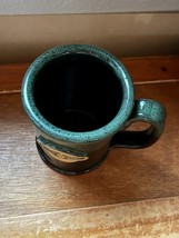 Sunset Hill Stoneware Large Black &amp; Green Steep &amp; Brew Art Pottery Coffee Cup Mu - £14.78 GBP