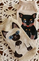 Two (2) Pair ~ Animal Print ~ 1-Cat ~ 1-Dog ~ Knit ~ Ankle Socks (4) - $14.96