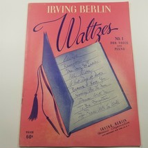 Irving Berln Waltzes No. 1 For Voice and Piano Sheet Music Book 1945 - $4.98