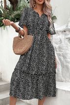 Perfee Leopard Print Short Sleeve Midi Dress - $35.02
