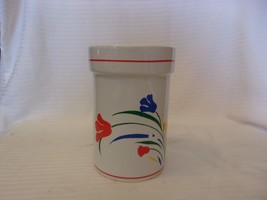 White Ceramic Utensil Holder for Countertop,  Salera, Flower Pattern Multi Color - £32.12 GBP