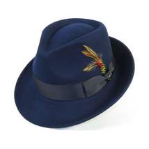 Men BENTLY HEADWEAR Hat Australian Wool Pinch Front Fedora Hudson HU422 Navy image 5