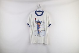 Vintage 80s Mens XL Betty Boop Statue of Liberty New York Ringer T-Shirt USA - £101.16 GBP