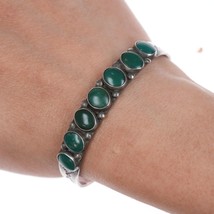 6.25&quot; 30&#39;s-40&#39;s Navajo Cerrillios Turquoise Hand stamped silver row cuff - £505.16 GBP